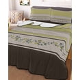thumbnail image 3 of Quilts Full Size Bedding Set, Sage Green Floral Lightweight Quilted Comforter, Modern Farmhouse Leaves Brown Striped Soft Reversible Bedspread Coverlet with Pillow Covers for All Season, 78" x 90", 3 of 7