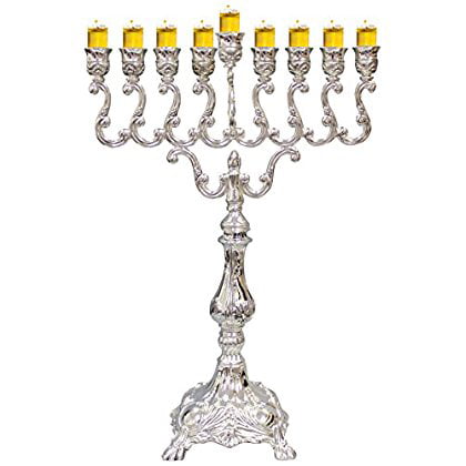 Majestic Giftware MN-HA19379BS Hanukkah Menorah 8-Inch Silver Plated