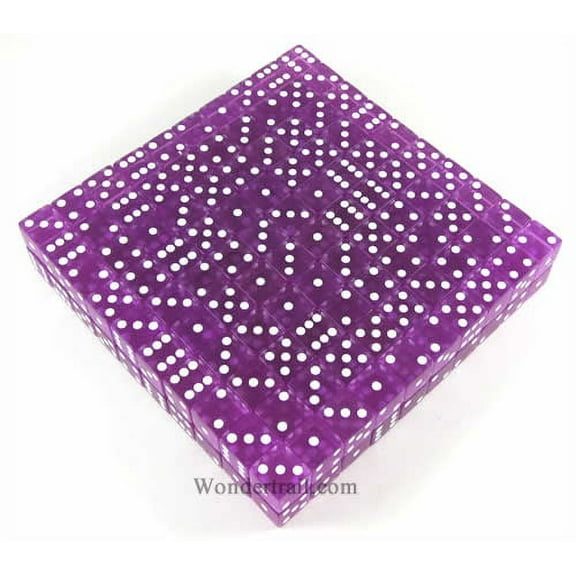 Orchid Transparent Dice with White Pips D6 19mm (3/4in) Bulk Pack of 200 Koplow Games