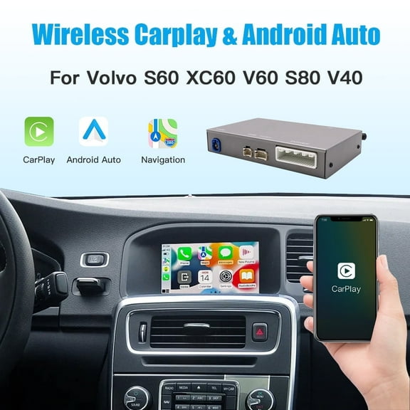 autoabc Wireless Carplay Andriod Auto For Volvo S60 XC60 V40 V60 2015-2019 Year Retrofit Kit Decoder With Globe button