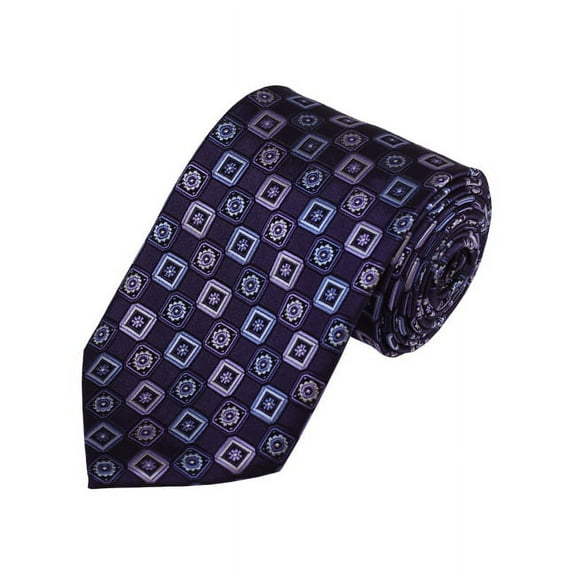 Lavender, Light Blue And Eggplant Geometric Woven Necktie