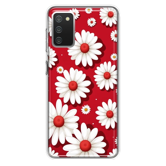 MUNDAZE Samsung Galaxy A02S Cute White Red Daisies Polkadots Double Layer Phone Case Cover