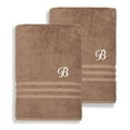 thumbnail image 5 of Authentic Hotel and Spa  Omni Turkish Cotton Terry Set of 2 Latte Brown Bath Towels with White Script Monogrammed Initial A, 5 of 5