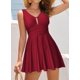 thumbnail image 2 of Mujeres Sexy Traje de baño de una Pieza Falda Acanalada Retro Swimdress Trajes Rojo Vino CH Rojo Vino CH Xishao ropa, 2 of 2