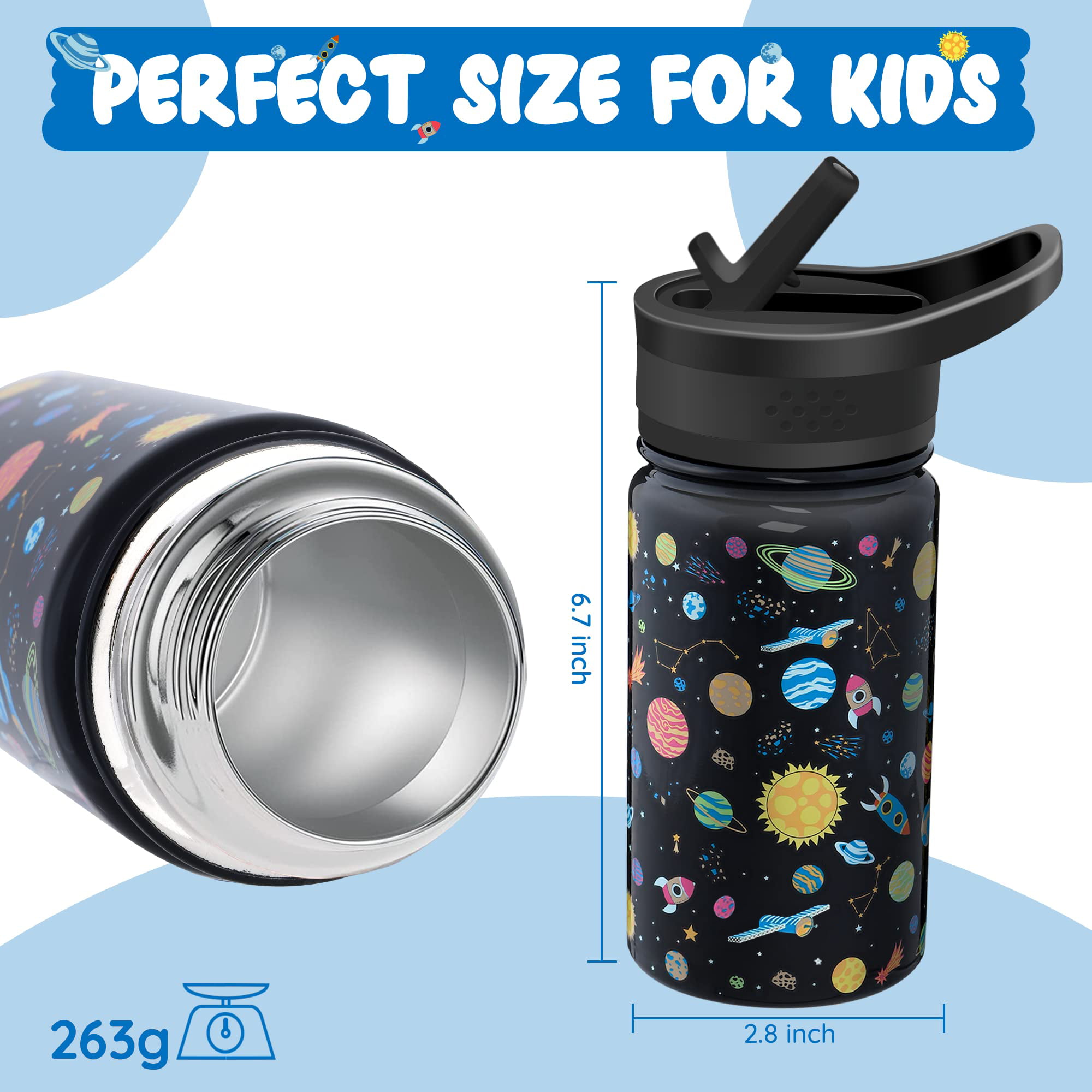 Mollcity 12 oz Water Bottle for School-Small Stainless Steel Vacuum  Insulated Water Bottles-Leak Proof for Boys Girls(Baby Blue)