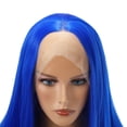 thumbnail image 4 of Unique Bargains Pelucas delanteras de encaje para mujer, 12 pulgadas, pelo liso azul medio largo con gorro de peluca, 4 of 7