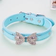 thumbnail image 2 of CHBORLESS 2 Pack PU Leather Dog Collar Shiny Diamond Bow Puppy Collar,Blue,XL, 2 of 7