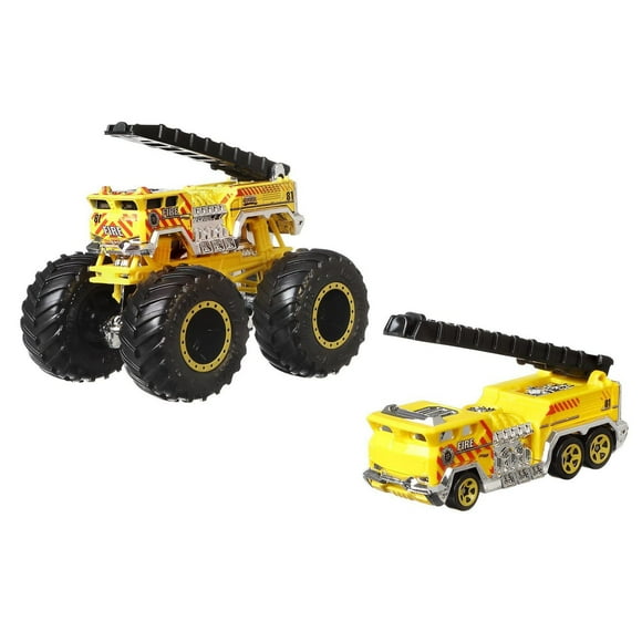 Hot Wheels Monster Trucks 1:64 scale 5 Alarm 2-Pack Vehicles