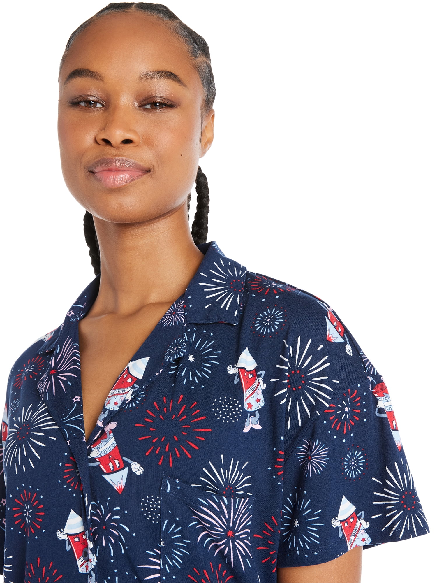 Way to Celebrate Women’s Americana Shorty Pajama Set, 2-Piece, Sizes XS to 3X