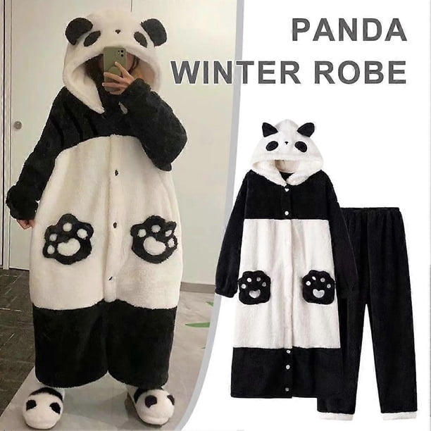Women's Pajamas Panda Warm Soft Robes Nightgown Kawaii Animal Cosplay Suit