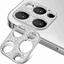Dteck 3D Bling Diamond Camera Lens Protector for iPhone 13 Pro Max Protective Lens Decoration Glitter Metal Camera Cover for iPhone 13 Pro Max, silver