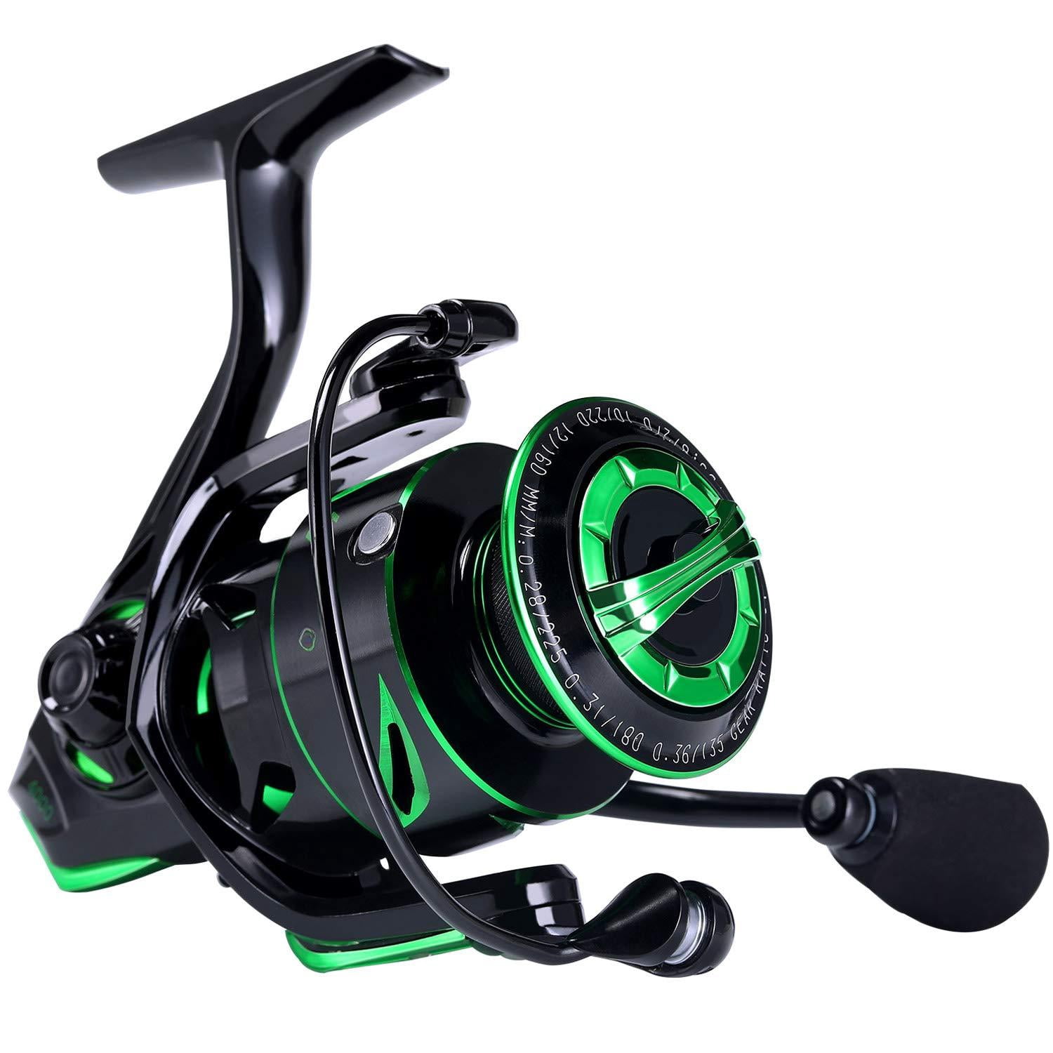 Fishing Reels Light Weight Saltwater Spinning Reel - 39.5 Lb Carbon Fiber Drag 12+1 Bb Ultra Smooth All Aluminum Inshore