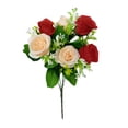 thumbnail image 1 of Ramo de rosas artificiales de 6 cabezas de seda sintética con hojas para ramo de novia, arreglos de bricolaje, decoración de mesa para bodas, fiestas, hogar y sala de estar., 1 of 8
