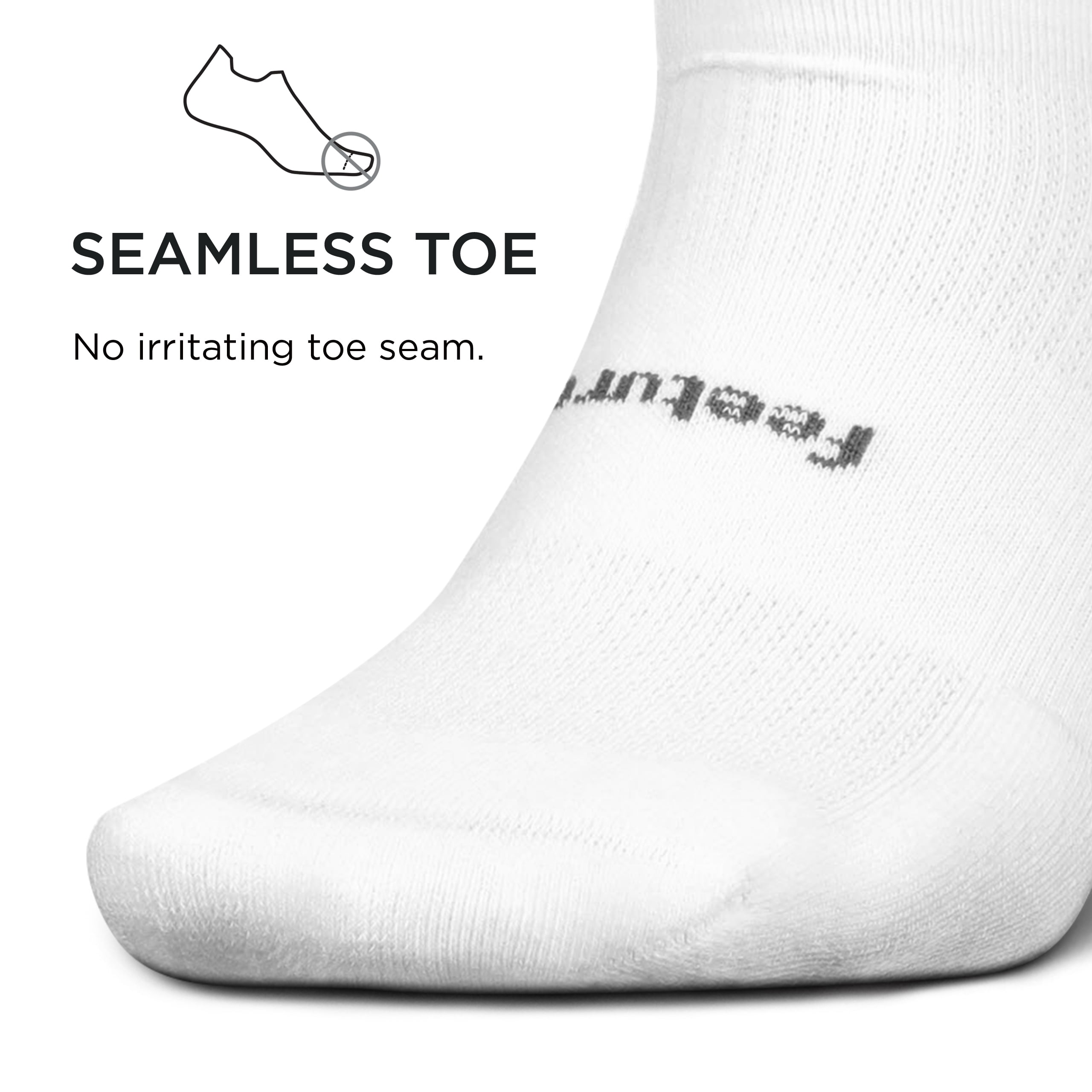 Feetures High Performance Max Cushion Ankle Sock - No Show Socks for Women & Men with Heel Tab - White, S - (3 Pair)