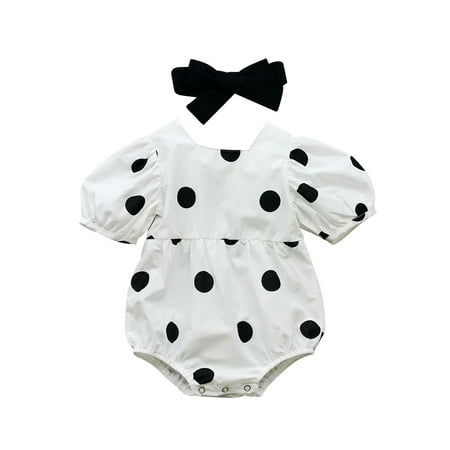 

Newborn Baby Girl Summer Polka Dots Romper Puff Sleeve Jumpsuit