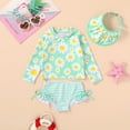 thumbnail image 4 of Younger Tree Toddler Girl Swimsuit Baby Long Sleeve Rash Guard Set with Sun Hat UPF Sun Proction Bathing Suit Swimwear for 5-6T, 4 of 8