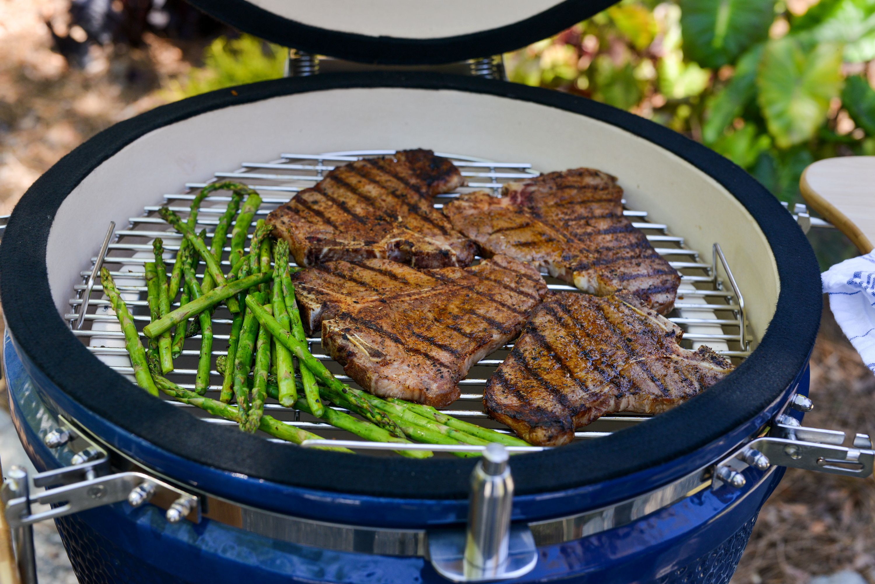 Lifesmart 15" Blue Kamado Ceramic Grill Value Bundle Includes Electric Starter Cooking Stone and Cover - image 3 of 15