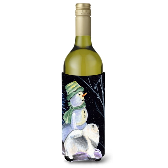 Caroline's Treasures SS8557LITERK Snowman with Keeshond Wine Bottle Hugger, Wine Bottle, multicolor