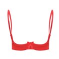 thumbnail image 2 of zdhoor Women's Satin Balconette Bra Demi Half Cup Push Up Underwire Bra Lingerie Shelf Bra Tops Red S, 2 of 7