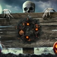 thumbnail image 4 of 18" Halloween Wreath with Lights - Pumpkin & Crow Decor for Front Door, Porch or Wall - Wreath for Indoor/Outdoor Spooky Decorations, 4 of 8
