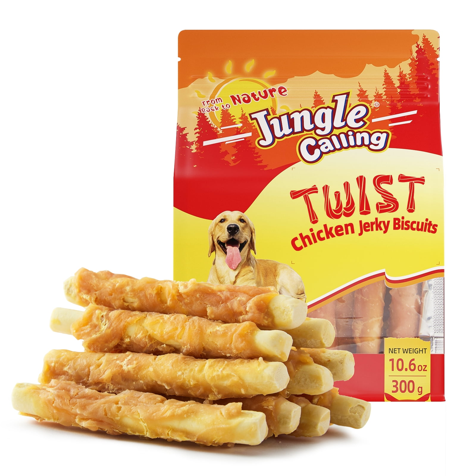 Jungle Calling Dog Treats, Chicken Wrapped Biscuits Dog Treats for All Dogs, Rawhide Free Soft Chewy Treats,10.6oz