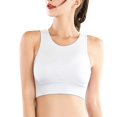 thumbnail image 2 of IWRICH High Neck Sports Bra for Women Longline Full Coverage Sports Bras Medium Impact Padded Workout Crop Tops for Yoga Gym White XL, 2 of 7