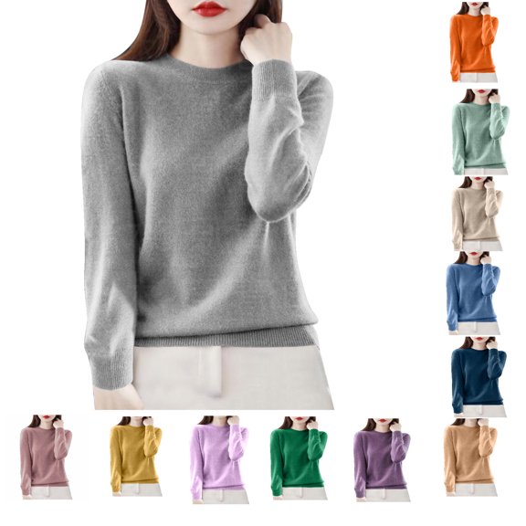 Yijfswar Fall Sweaters for Women Casual Crewneck Long Sleeve Pullover Sweater Tops