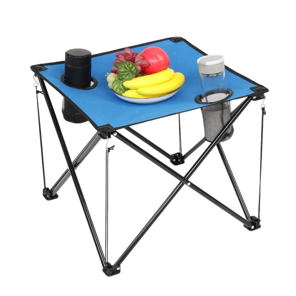 Folding Camping Table, Portable Outdoor Folding Table with 2 Cup