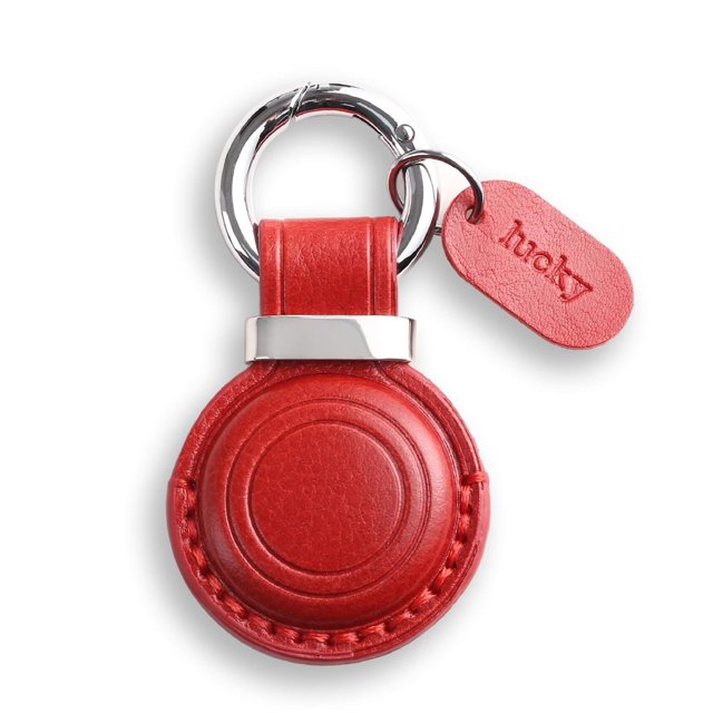 Llavero Jayanes de piel auténtica para AirTag rojo oscuro