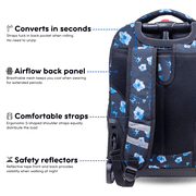 J World Girls Sunrise 18 Rolling Backpack for School and Travel, Night Bloom