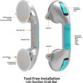 thumbnail image 6 of SAFETY+BEAUTY Suction Shower Grab Bar, Bath Tub Handle with Indicator, Anti-Slip Grip, Metallic Silver Dual Tone (Blue, 17 inch), 6 of 6