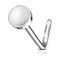 thumbnail image 5 of Nose Stud Screw Ring 20G 316L Stainless Steel with Opalite Stone, 5 of 7