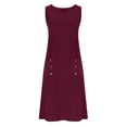 thumbnail image 5 of TaTaai Women's Spring Summer Button Dress Sleeveless Linen Blend Loose Casual Long Maxi Dress for Daily Home Beach Wear Gift, 5 of 6