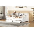 thumbnail image 2 of Kacho Twin to King Size Daybed Frame with Storage Bookcases, 2 Drawers, and Charging Design, Wooden Daybed with Built-in Bookshelves for Teens, Captain Bed, Easy Assembly, White, 2 of 9