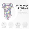 thumbnail image 6 of Uemuo Sea Turtles Pattern Women's One Piece Short Sleeve Swimsuit Rash Guard Surfing Modest Quick-drying Swimsuit Beach Essentials-Medium, 6 of 9