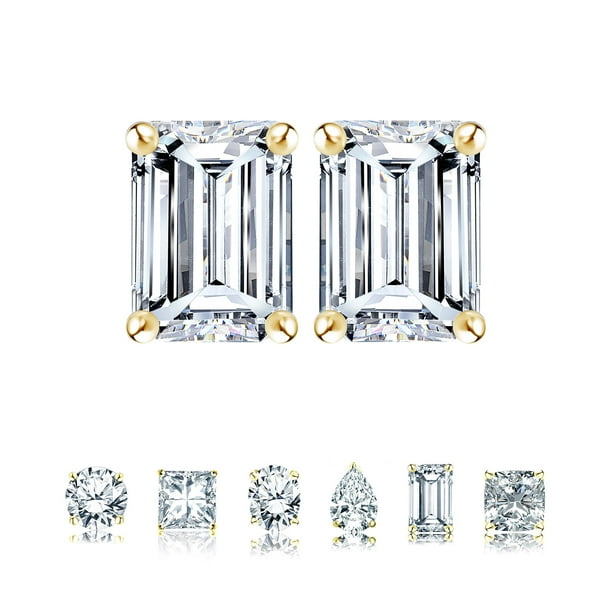 Pendientes Minimalistas JeenMata Moissanita 1 Quilate Chapado En Oro Amarillo de 18 K sobre Plata