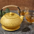 thumbnail image 2 of 3 Piece Set Yellow Japanese Cast Iron Teapot, Loose Leaf Tetsubin with Handle, Stainless Steel Infuser, and Trivet (27 oz, 800 ml), 2 of 10