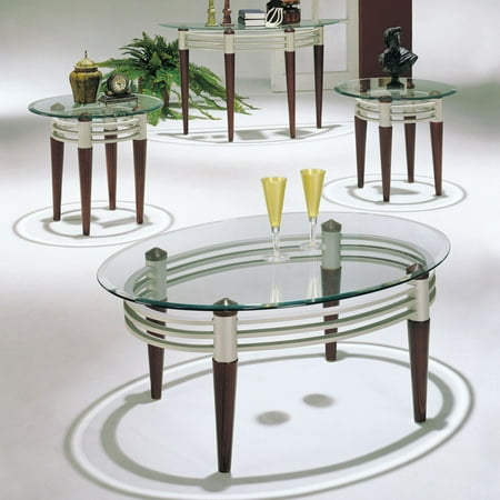Acme Furniture Mille 3 Piece Cherry And Silver Coffee Table Set Com Acme Furniture Mille 3 Piece Cherry, Round Glass Silver Coffee Table Set