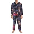 thumbnail image 3 of Fotbe Astronaut In Cosmic Garden Pattern Long Sleeve Pajama Set for Men,Sleepwear Set,2-piece Loungewear Set,Soft PJs Comfy Nightwear with Pockets-Large, 3 of 7