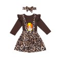 thumbnail image 2 of Faithtur Ensemble Costume Enfants Motifs Dinde Col Rond Manches Longues + Jupe à Bretelles Léopard + Bandeau, 2 of 6