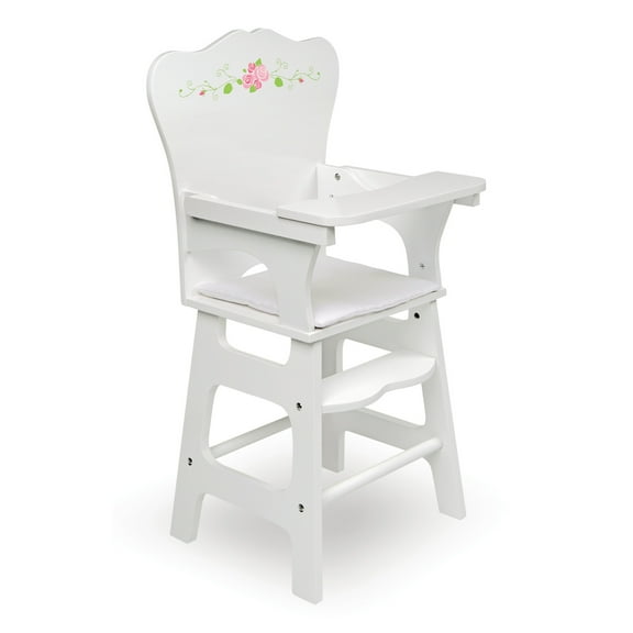 Doll High Chair with Padded Seat - White Rose