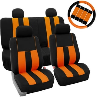 Bdk Polypro Car Seat Covers Full Set, Orange Two-Tone Front and Rear Split Bench Seat Covers for Car