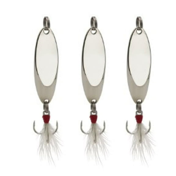 Stellar Silver 1/2 Ounce Spoon (3 Pack), Rigged Hard Fishing Lure for Saltwater and Freshwater, Tackle