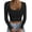 Black, variant on Womens Long Sleeve Crop Tops Square Neck Ribbed Slim Fitted Base Layer Basic Shirt Thermal Undershirts