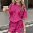 thumbnail image 1 of Zpanxa Ensembles d'Été pour Filles Imprimé Col Rond T-Shirt à Manches Courtes avec Shorts Ensemble Sportif 2 Pcs 14-15 Ans, 1 of 6
