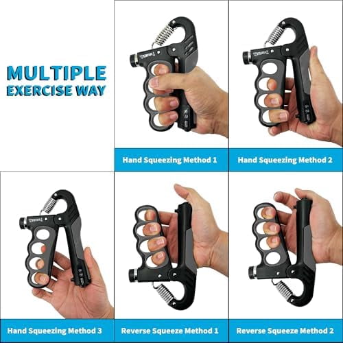 WLIKKS Grip Strength Trainer 2 Pack - Adjustable 11-220Lbs (5-100KG) with Auto Counter, Hand Grip Strengthener, Forearm Exerciser for Athletes, Musicians, Gym, Home, Injury Rehab