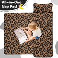 thumbnail image 4 of Black and Brown Leopard Print Teens Toddler Nap Mat with Pillow, Sleeping Mat Bag for Preschool Daycare 59"x22", 4 of 6