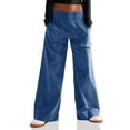 thumbnail image 5 of Elastic High Waisted Women Casual Baggy Wide Leg Jeans Long Loose Denim Pants, 5 of 5