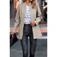 thumbnail image 2 of NAYTOAO Women Stand Collar Open Front Long Sleeve Lined Wool Blend Coat Casual Outerwear, 2 of 6