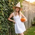 thumbnail image 3 of Yungyresw Halloween Themed Witch Hat Unisex Soft Fabric Solid Color Knitted Party Hats Casual Costume Accessory For Adults Beige, 3 of 6